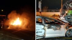 한밤 중 불길에 휩싸인 차에서 의식 잃은 4명을 구한 의인들