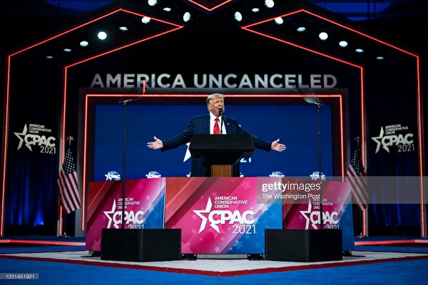 트럼프 전 대통령이 지난 2월 28일 오후 미국 보수정치행동회의(CPAC)에서 연설하고 있다. | Jabin Botsford/The Washington Post via Getty Images