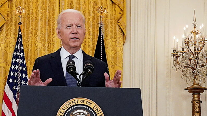 조 바이든 미국 대통령이 백악관 이스트룸에서 기자회견 하고 있다. | 로이터/연합뉴스