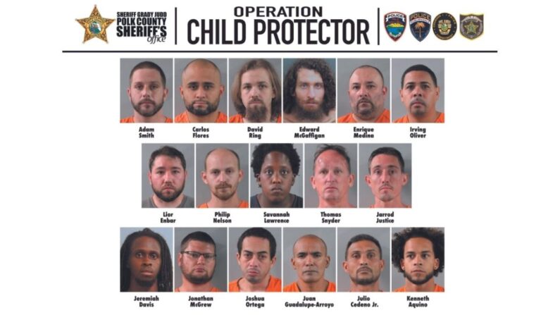 온라인에서 아동·청소년대상으로 그루밍 범죄를 저지른 혐의로 체포된 17명의 용의자들 | 포크 카운티 보안관실 제공