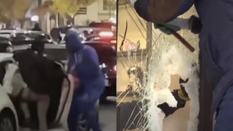 21일 밤 도둑떼가 미국 캘리포니아 상점가를 약탈하는 모습 | 화면 캡처 