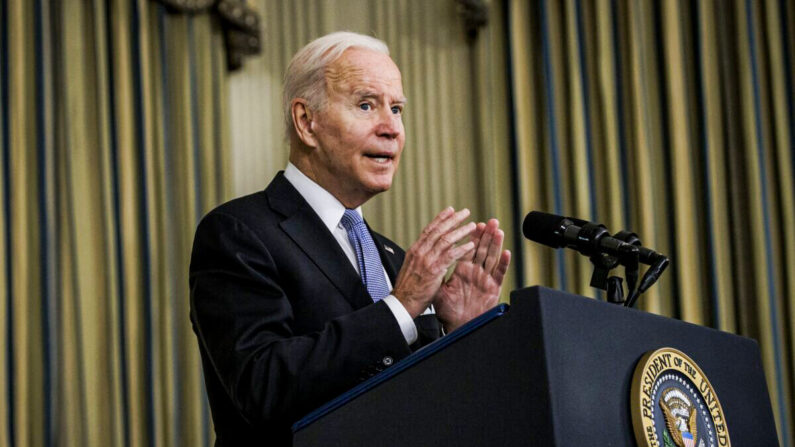 조 바이든 대통령이 지난 6일 백악관 기자회견에서 발언하고 있다. | Samuel Corum/Getty Images