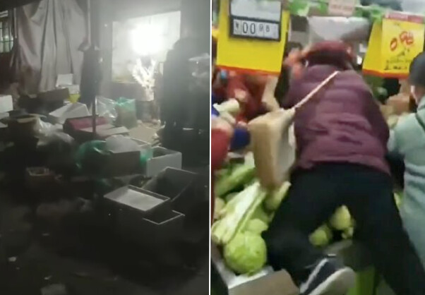 시안 봉쇄령 발표 이후 패닉에 빠진 시안시 주민들이 상점과 마트에서 사재기를 하고 있다. | 웨이보