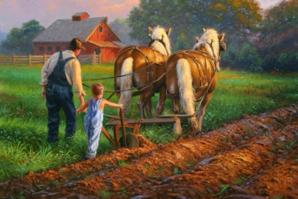 미국 건국의 아버지들은 근면·검소하고, 빚을 지지 말라고 권고했다. | 유화: 농사 art america