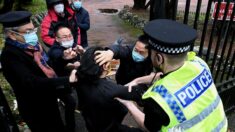 반중 시위대 폭행 중국 외교관 영국 떠나