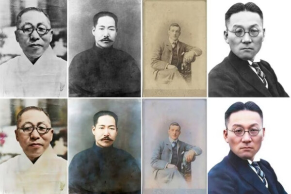 김구, 김좌진, 베델, 송진우(왼쪽부터) 복원 전후 사진 | 국가보훈처 제공