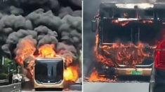 중국서 주행 중 버스 화재로 7명 사상….탑승객 리튬 배터리 발화 추정