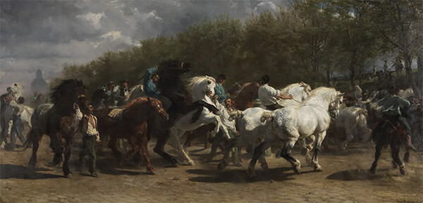 ‘말 시장’(1852), 로사 보뇌르. 캔버스에 오일. 뉴욕 메트로폴리탄 미술관 | 공개 도메인
