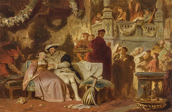 ‘추도경의 무도회에서 안나 볼린과 함께 있는 헨리 8세’(1872), 칼 테오도르 폰 필로티. 캔버스에 오일 | 공개 도메인