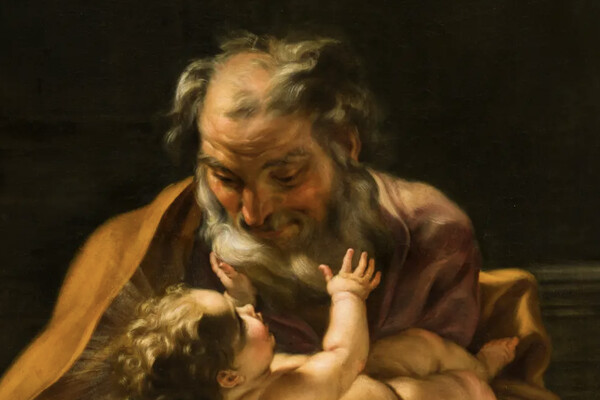 ‘성 요셉과 아기 예수’(1670~1685 사이)의 세부, 지오반니 바티스타 가울리. 캔버스에 오일. 노턴 사이먼 박물관 | 공개 도메인