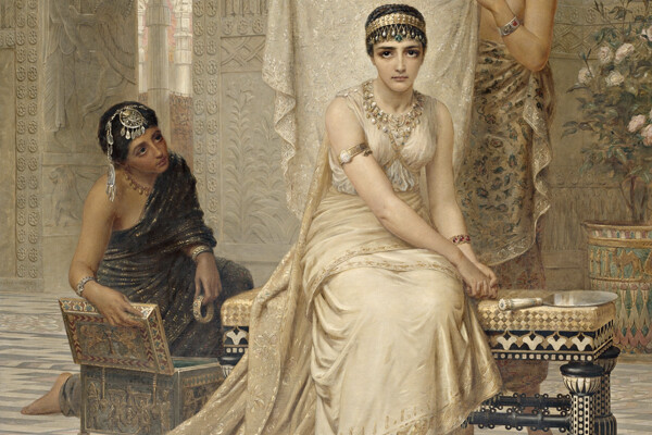 ‘에스더 왕비’(1878)의 세부, 에드윈 롱. 캔버스에 오일 | 공개 도메인