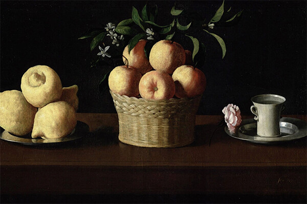 ‘레몬, 오렌지, 장미가 있는 정물’(1633), 프란시스코 데 수르바란. 노턴 사이먼 박물관 | 공개 도메인