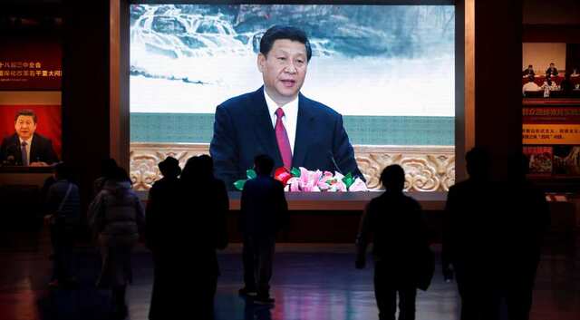 대형 스크린에 비친 시진핑 중국 국가주석 모습 | 로이터/연합뉴스