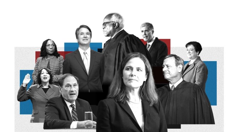 미국 연방대법원의 9명 대법관들 | 그래픽=에포크타임스, Getty Images
