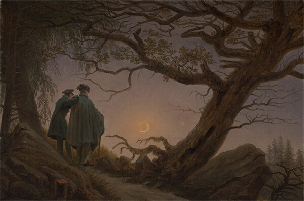 ‘달을 바라보는 두 남자’(1835~30년경)의 세부, 카스파르 다비드 프리드리히 | 퍼블릭 도메인