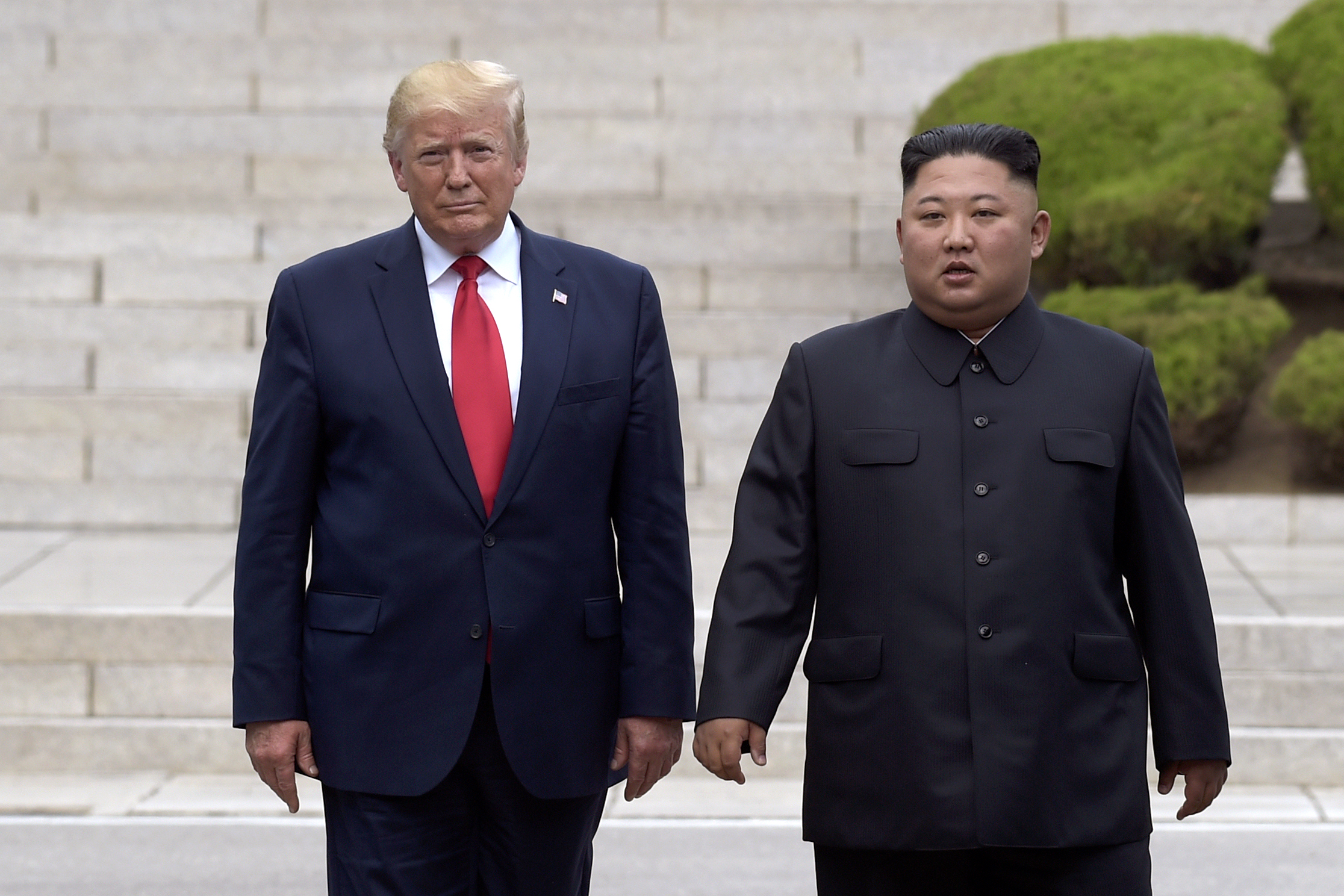 President Donald Trump meets with North Korean leader Kim Jong Un