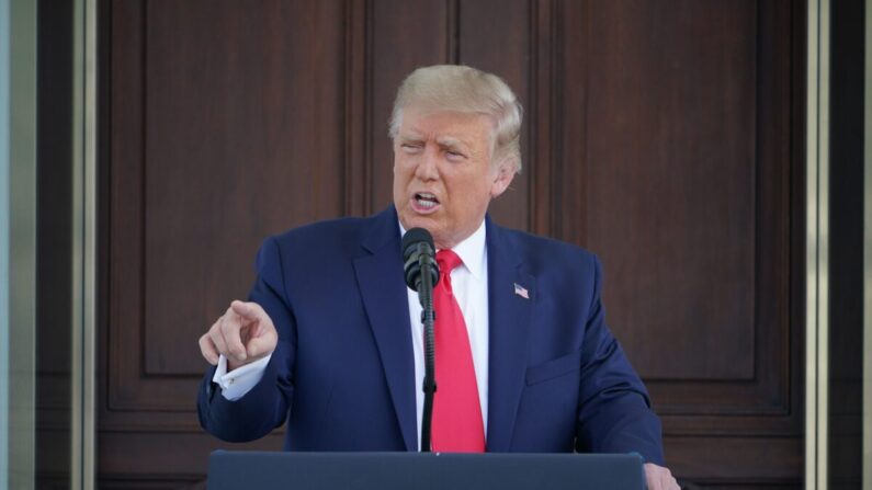 도널드 트럼프 미국 대통령이 백악관 기자회견에서 발언하고 있다. 2020.9.7 | Mandel Ngan/AFP via Getty Images
