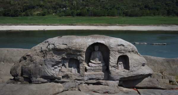 A once submerged Buddhist statue